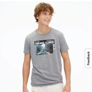 Gray Downtown Chicago Graphic T-Shirt Size M